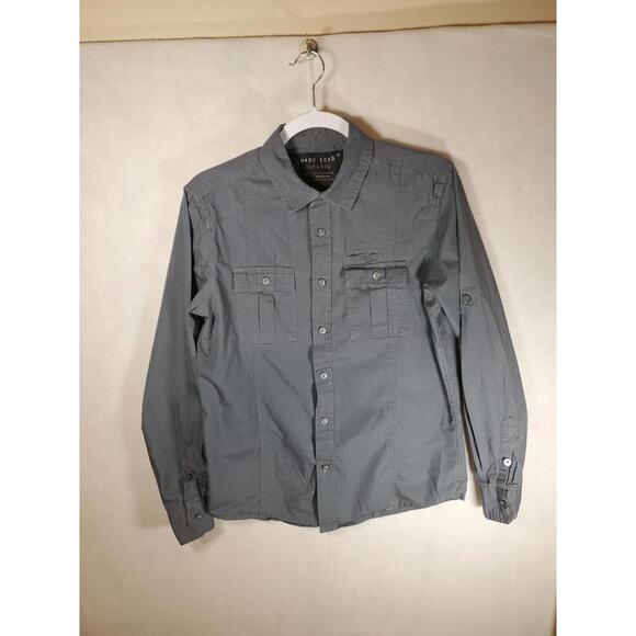 Marc Ecko Cut & Sew LS Button Up Mens Small, Dark Grey Casual Preppy - Picture 1 of 9